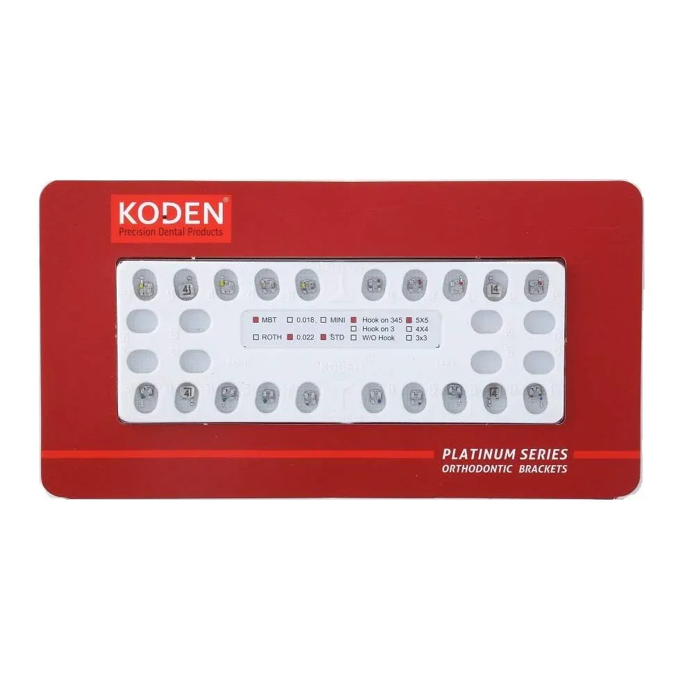Koden Ez-Lock Self Ligating MBT Metal Bracket 3-4-5 Hook, 022" Slot with Metal Slot 20's/Pack